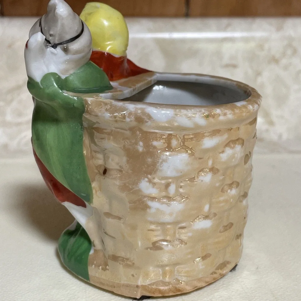 Vintage Iridescence Mini Planter‎ Whimsical Figurines Made In Occupied Japan